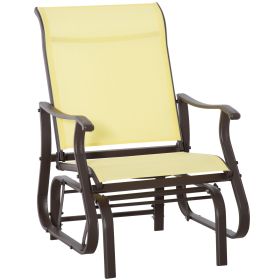 Glider Rocking Chair Outdoor with Steel Frame and Mesh Fabric for Backyard, Garden and Porch, Beige