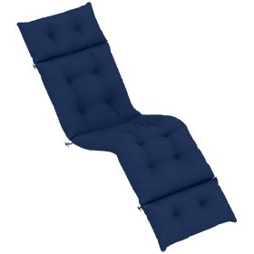 Outdoor Chaise Lounge Cushion, Tufted Thick Patio Lounge Chair Cushion with Ties, 74.8" x 22" x 4", Navy Blue