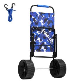 Beach Dolly with Big Wheels for Sand, 15.4" x 15.7" Cargo Deck, w/ 10" PE Solid Wheels, 69LBS Loading Capacity Folding Sand Cart